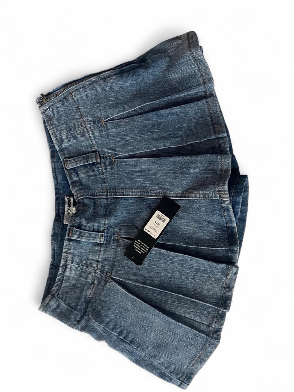 Fashion Nova Blue Pleated Denim Skort